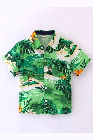 CrayonFlakes Boys Tropical Printed Short Sleeves Casual Shirt