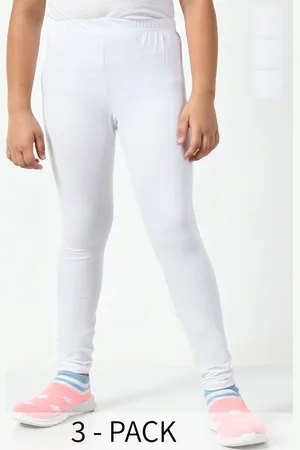 BAESD Girls Pack Of 3 Solid Churidar-Length Leggings