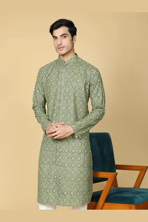 TABARD Bandhani Printed Mandarin Collar Pure Cotton Straight Kurta