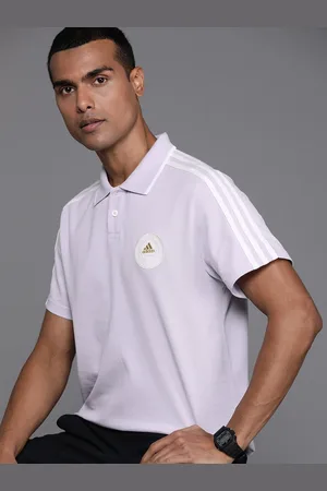 adidas Brand Logo Applique Polo Collar Pure Cotton T-shirt