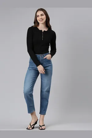 ZHEIA Women Relaxed Fit Light Fade Stretchable Clean Look Jeans