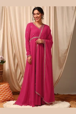 Inddus Embellished Sequinned Anarkali Kurta with Dupatta