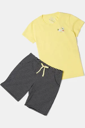 Jockey Girls Super Combed Cotton Short Sleeve Tshirt and Printed Shorts Set-RG11