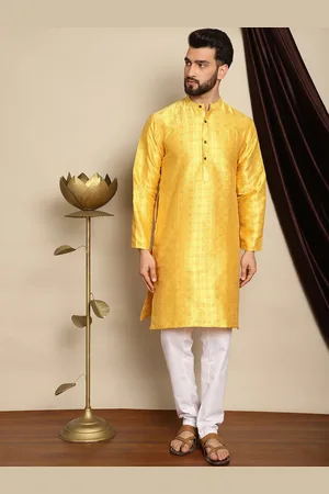 Anouk Geometric Woven Design Mandarin Collar Straight Kurta With Pyjama