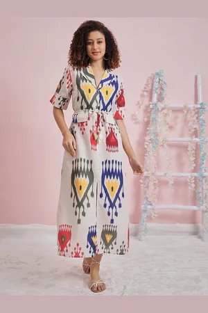 ATHENA Printed A-Line Midi Dress