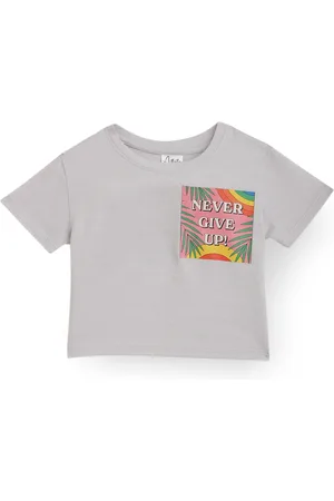 Anthrilo Girls Typography Printed Cotton T-shirt