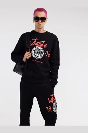 Roberto Cavalli Men Printed Pure Cotton Joggers