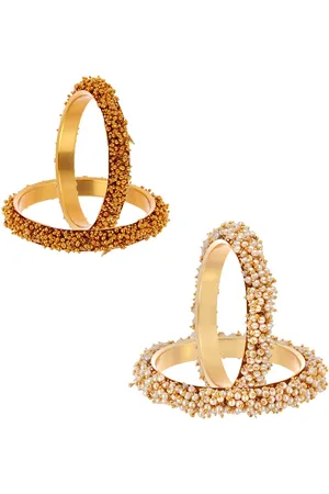 The Pari Set Of 4 Gold-Plated Pearl Beaded Bangles