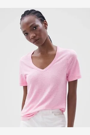 Color Capital V-Neck Short Sleeves Top