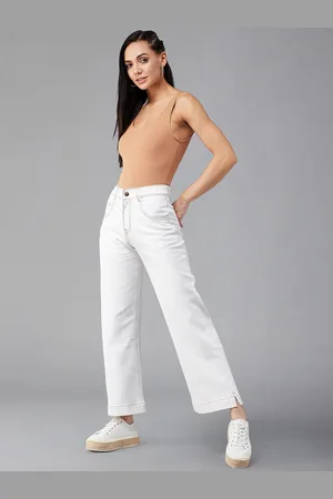 BAESD Women Flared Mid-Rise Cotton Stretchable Jeans
