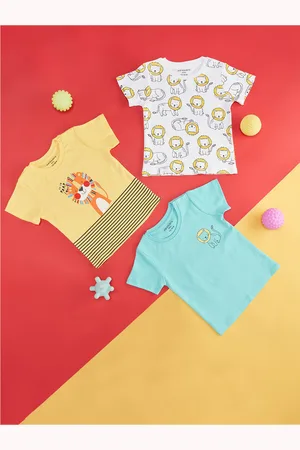 Pantaloons Infant Boys Pack Of 3 Graphic Printed Cotton T-shirts