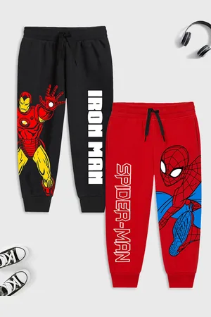 YK Kids Pack Of 2 Avengers Printed Cotton Joggers