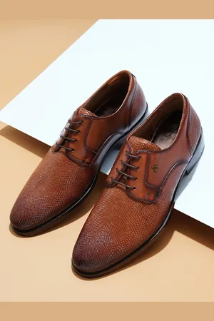 Arrow Men Textured Crimson Formal Leather Derbys