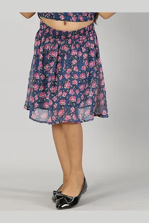 KiddoPanti Girls Printed A-Line Knee Length Skirts