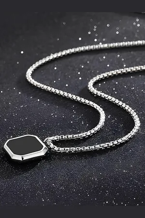 KARISHMA KREATIONS Unisex Silver-Plated Stainless Steel Geometric Pendants with Chain