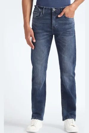 Flying Machine Men Straight Fit Clean Look Light Fade Stretchable Jeans