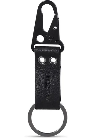 MAI SOLI Vintage Leather Metal Keychain With Push In Lock & Ring