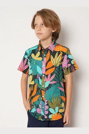 JACK & JONES Boys Tropical Printed Pure Cotton Casual Shirt