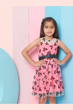 pspeaches Girls Floral Printed Fit & Flare Dress