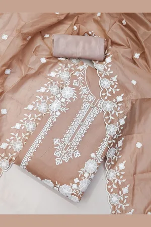 MANVAA Floral Embroidered Unstitched Dress Material