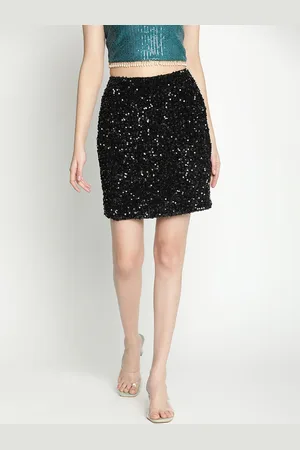 DRAAX Fashions Embellished Sequined Straight Mini Skirt