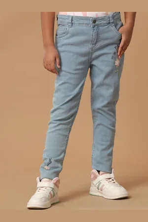 UNDER FOURTEEN ONLY Girls Skinny Fit Embroidered Light Fade Jeans