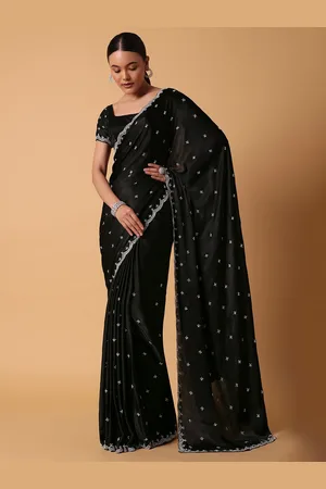 KALKI Fashion Embellished Beads & Stones Satin Saree