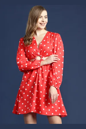 Mast & Harbour Printed Cut-Out A-Line Mini Dress