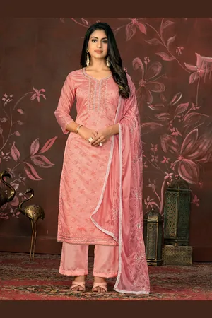 MANVAA Floral Printed Beads and Stones Unstitched Dress Material