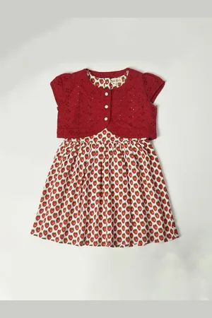 Bella Moda Girls Conversational Printed Pure Cotton Fit & Flare Dress