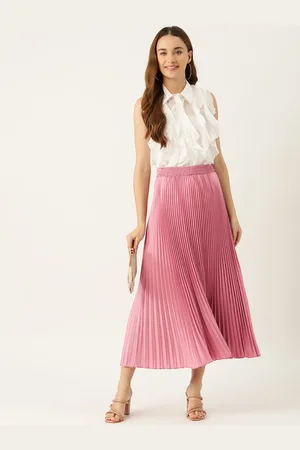 Invictus Pink Gathered or Pleated Flared Maxi Skirt