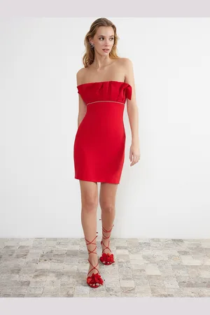 Trendyol Solid Strapless Bodycon Dress