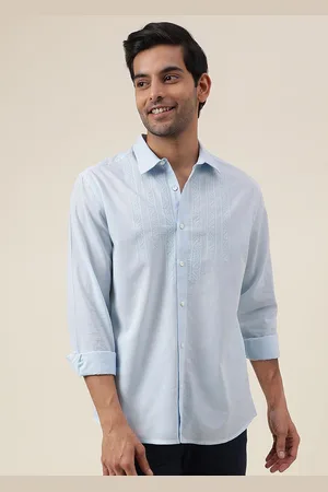 Fabindia Ethnic Motif Embroidered Slim Fit Cotton Casual Shirt