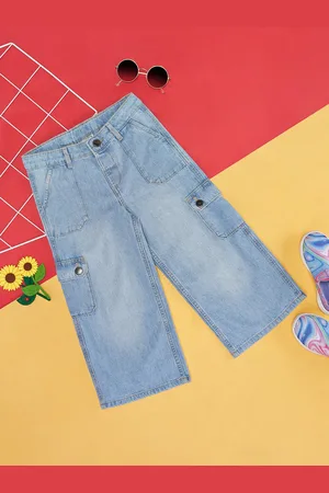 Pantaloons Girls Straight Fit Clean Look Heavy Fade Stretchable Jeans