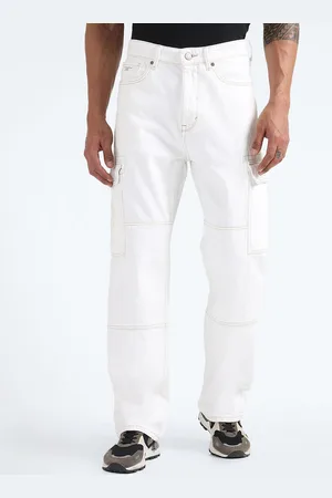 Flying Machine Men Loose Fit Mid-Rise Clean Look Cargo Jeans