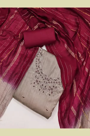 MANVAA Floral Embroidered Unstitched Dress Material
