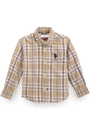 Ralph Lauren Boys Classic Tartan Checked Button Down Collar Twill Cotton Shirt