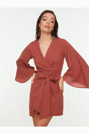 Trendyol Women Bell Sleeves Wrap Dress