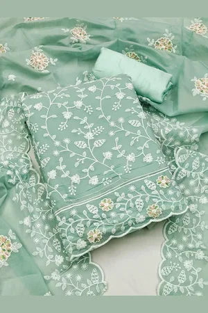 MANVAA Floral Embroidered Beads and Stones Unstitched Dress Material