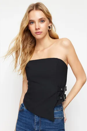 Buy Trendyol Solid Strapless Top In Black