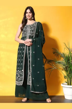 Chhabra 555 Ethnic Motifs Embroidered Round Neck Sleeveless A-Line Kurta Set