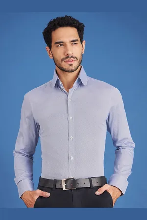 LOUIS STITCH Comfort Micro Ditsy Printed Club Collar Cuffed Sleeves Cotton Shirt