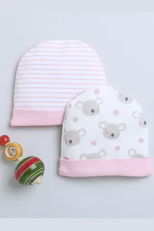 BUMZEE Girls Set Of 2 Printed Cotton Beanies