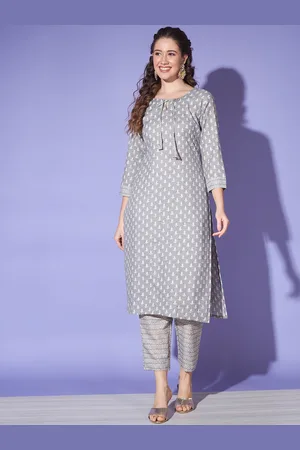 GUFRINA Floral Printed Regular Pure Cotton Kurta With Trousers