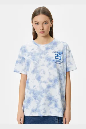 Koton Women Tie and Dye Drop-Shoulder Sleeves Pure Cotton T-shirt