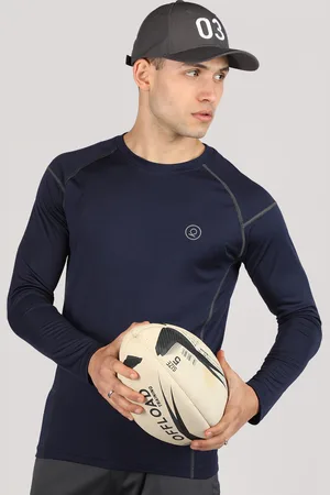CHKOKKO Men Navy Blue Gym T -Shirt