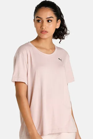 PUMA Women Pink Solid Studio Trend Training T-Shirts