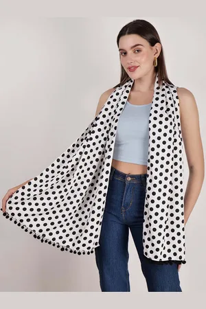 DressBerry White & Black Polka Dot Printed Scarf