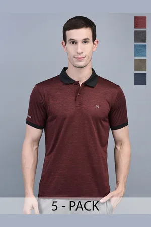 Force NXT Pack Of 5 Anti Viral Anti Odour Cool Collared Polo Sports Solid T-Shirts