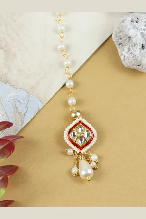 asthetika Girls Kundan Studded Maang Tikka Head Jewellery